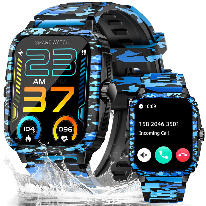 EIGIIS New Smart Watch 3ATM Waterproof Men 1.96" KT71 Fitness Tracker Heart Rate Bluetooth Call Camouflage Color Original Design