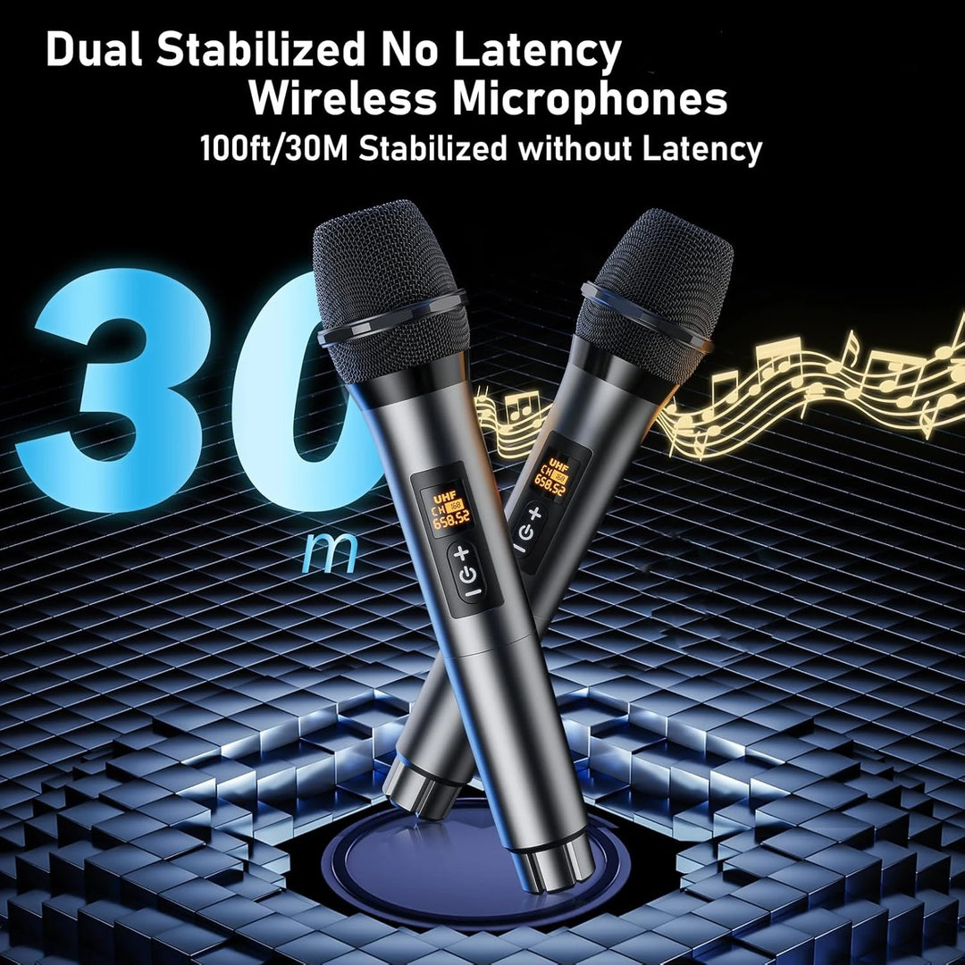 FanFun Karaoke Machine with 2 Microphones, Portable Bluetooth 5.3 Karaoke Speaker for Outdoor Events,Gatherings and Parties