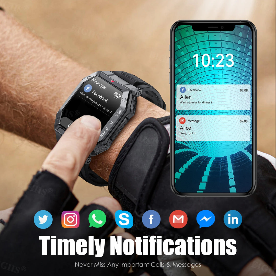 LaNikar 1.85'' HD New Military Smart Watch Men Bluetooth Call Heart Rate Blood Oxygen Detection Sport Smartwatch