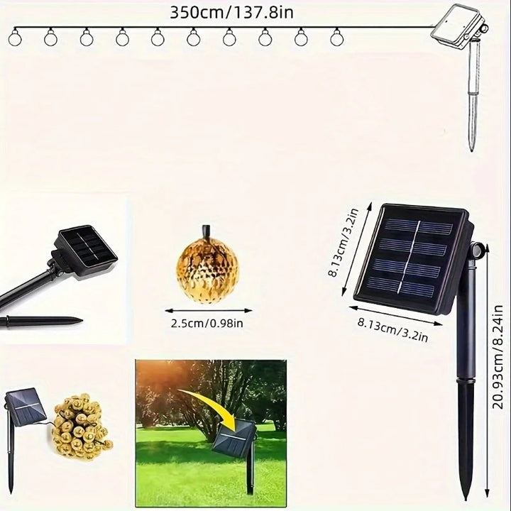 3.5M Solar String Lights Moroccan Ball RGB LEDs Perfect for Weddings Parties Birthdays Christmas Home Bedroom Garden Yard Decor