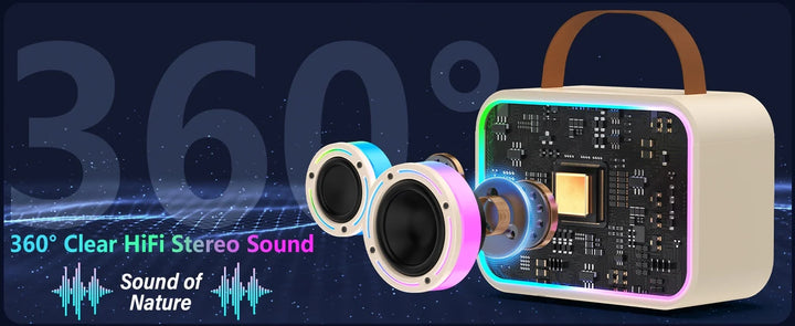 Kids Karaoke Machine, Mini Bluetooth Speaker with Microphone for Singing Home Party, Christmas Halloween Kids Birthday Easter