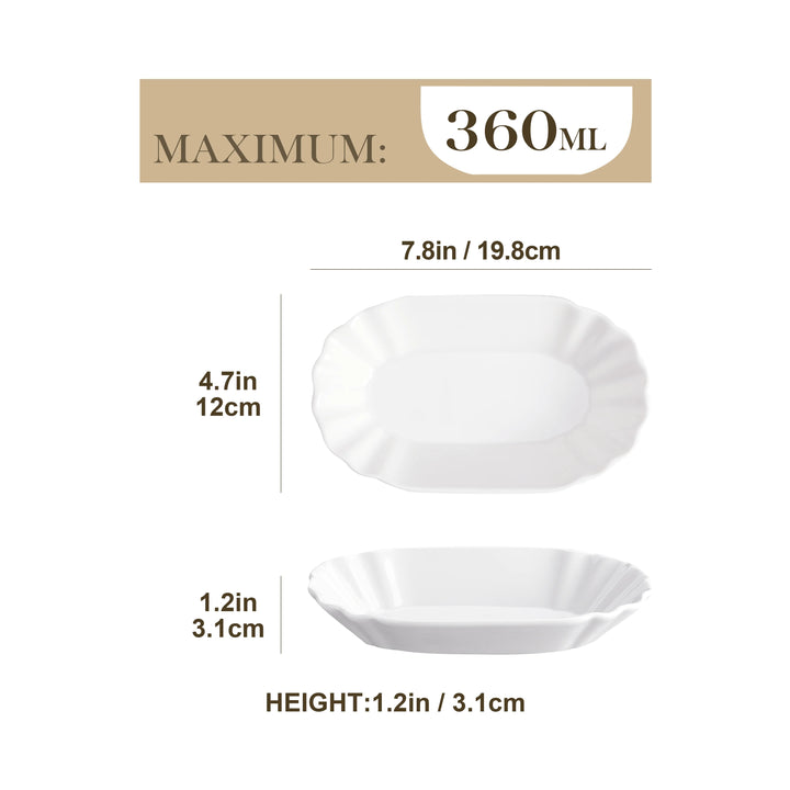 MALACASA Regular 8-Piece 7.75" Ceramic White Porcelain Breakfast Tray Dinner Plate Dessert Plate Cake Potato Chip Snack Dishes