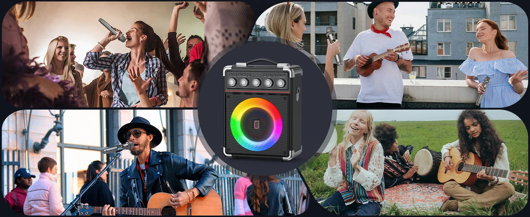 Dual Wireless Microphone with Satchel Bluetooth Karaoke Audio, TX05 with Bt, Usb, Tf Card, Fm, Recording, with Tws,Reverberation