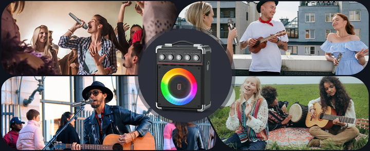 Dual Wireless Microphone with Satchel Bluetooth Karaoke Audio, TX05 with Bt, Usb, Tf Card, Fm, Recording, with Tws,Reverberation