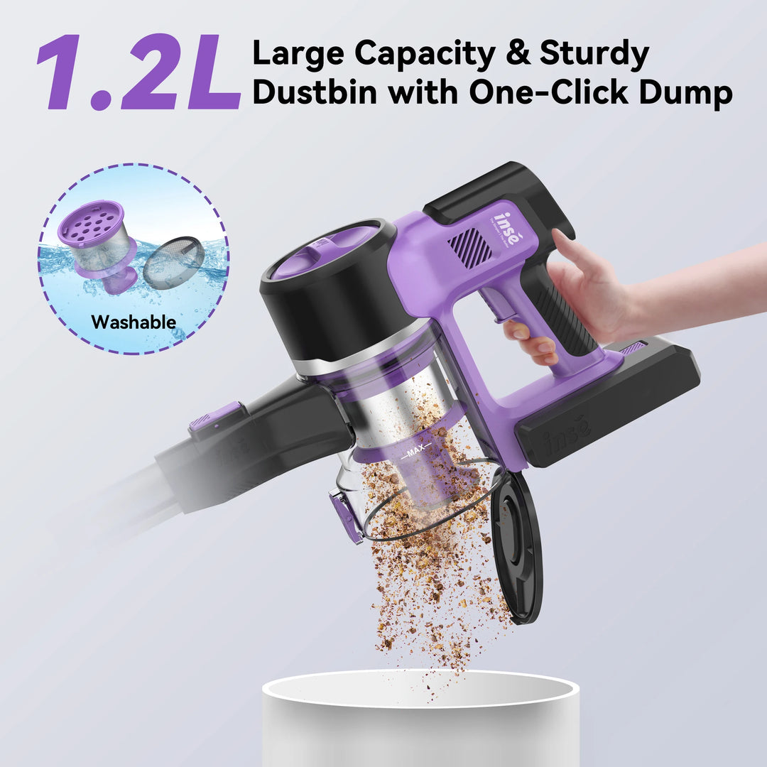 S10/S10X/S10P 45Kpa Powerful Suction Cordless Vacuum Cleaner, 1.2L Dust Box, 2 Batteries for Floor, Carpet & Pet Hair