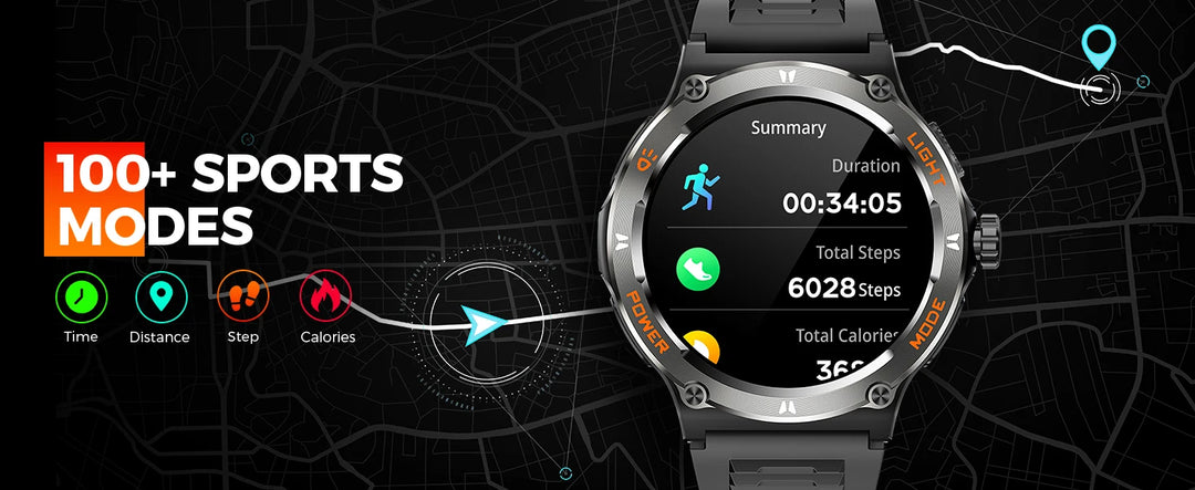 LaNikar Smart Watch 3ATM Waterproof 1.53" New KT76 Men Sport With Compass And LED Flashlight Heart Rate Sleep Analysis Bluetooth