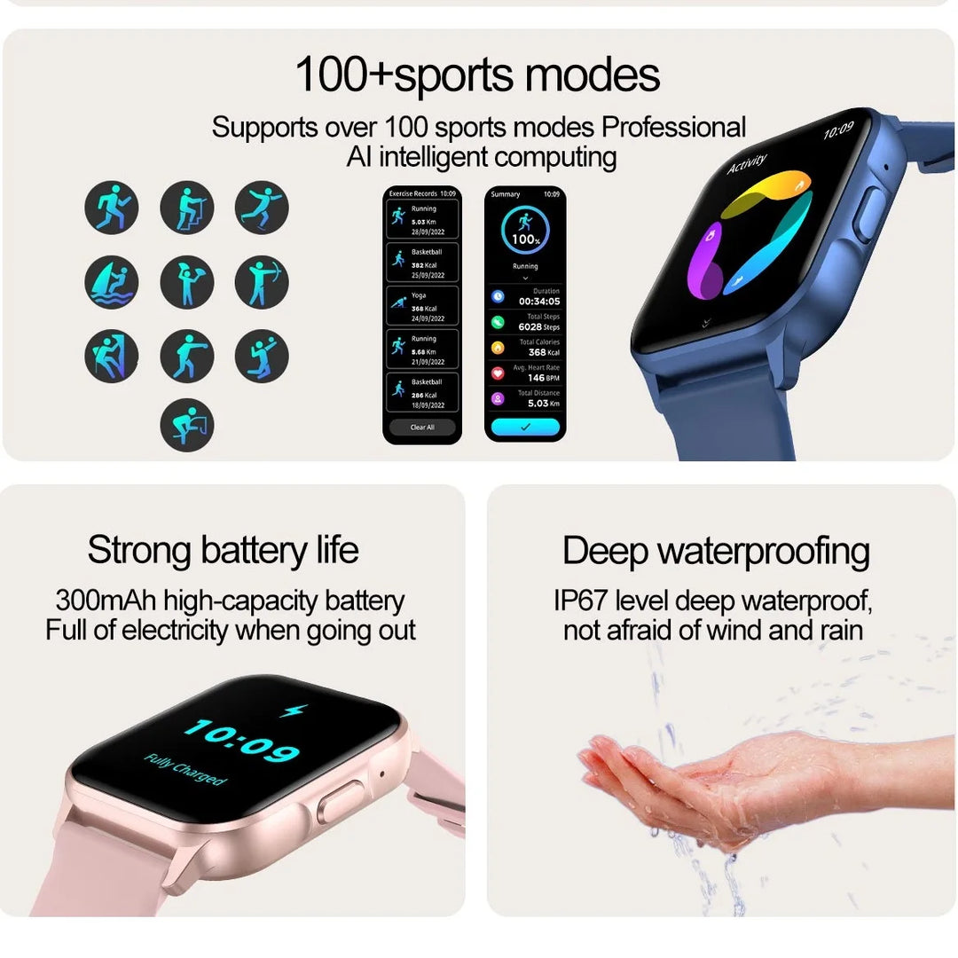 1.83" TFT Smartwatch, Voice Call Music Health Monitor, Exercise Tracker, Android IOS Waterproof Smartwatches For Men Women