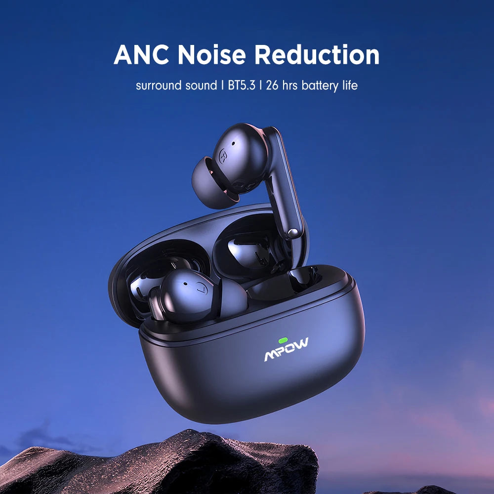 Mpow XY-17 Bluetooth 5.3 In-ear Wireless Sports Earphones ANC Active Noise Reduction Bluetooth 26H Playtime Headset for iPhone