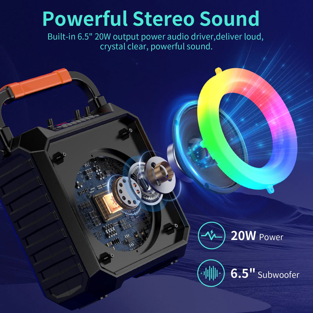 T17-T Wireless Bluetooth Speaker, Karaoke Machine with 2 Microphone, Home Karaoke System with LED Party Light
