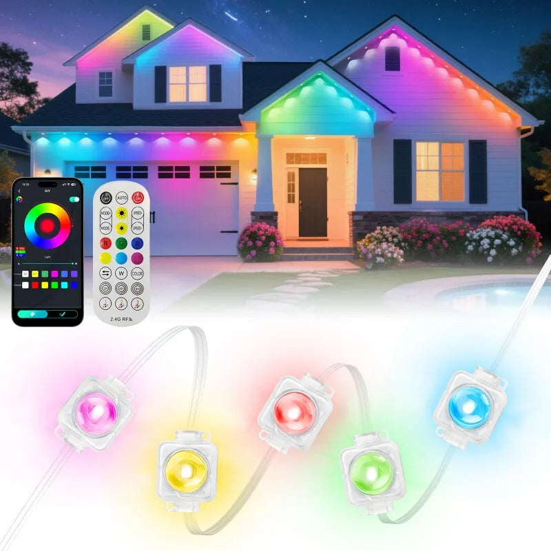 RGB Eaves Light Outdoor Lighting Lights Eaves String LED Music Sync Timer Waterproof String Party Home Holiday Decor Moving Gift