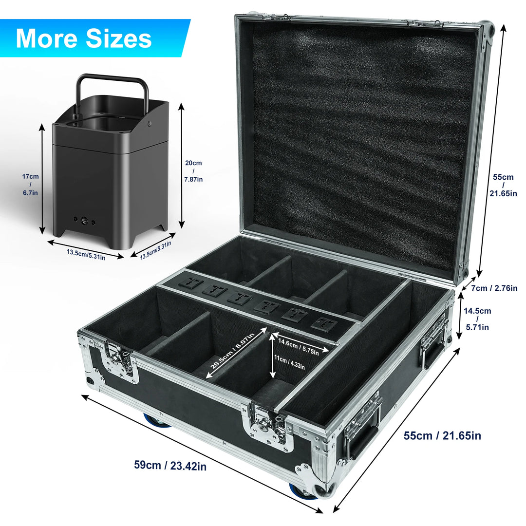 U'King 6Pcs 6X18W LED RGBWA+UV Rechargeable Battery Par Lights With Rechargeable Flightcase Set For DJ Disco Wedding Party Bar