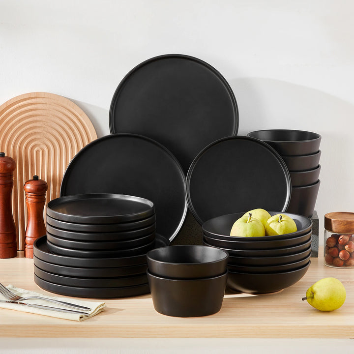 vancasso 18/24 Piece PLAYB Ceramic Plate Set Reactive Glaze Stoneware Dinnerware Set with 6PCS Dinner Plate/Dessert/Cereal Bowl