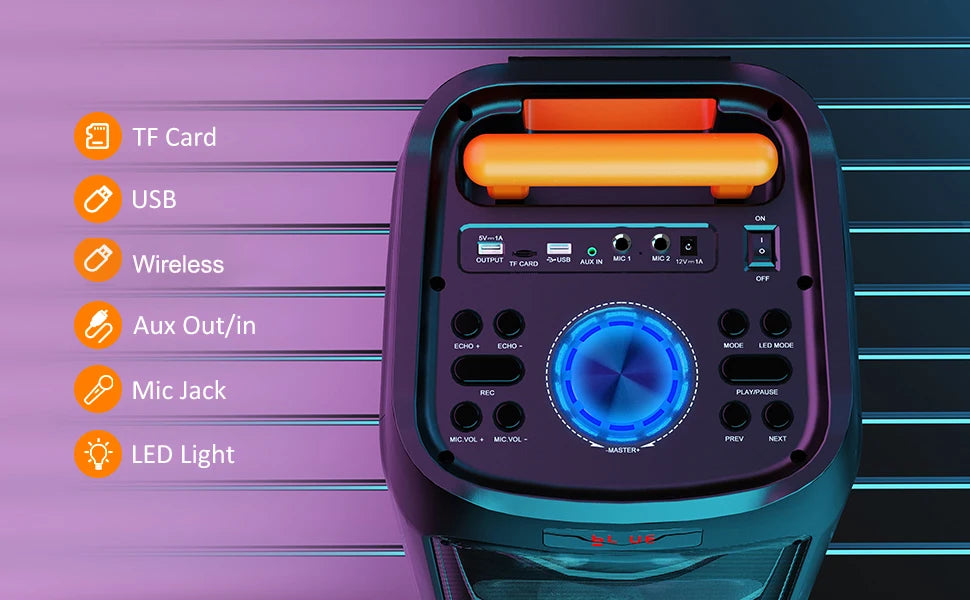 Karaoke Machine, Portable Bluetooth Speaker with 2 Wireless Karaoke Microphones, Karaoke Machine for Adults Kids for Home Party