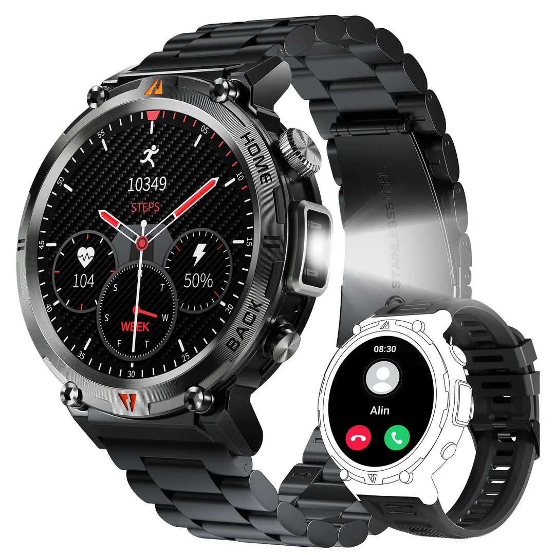 EIGIIS New Bluetooth Call Smart Watch Men Full Touch Screen Health Monitor Clock With Flashlight Men Smart