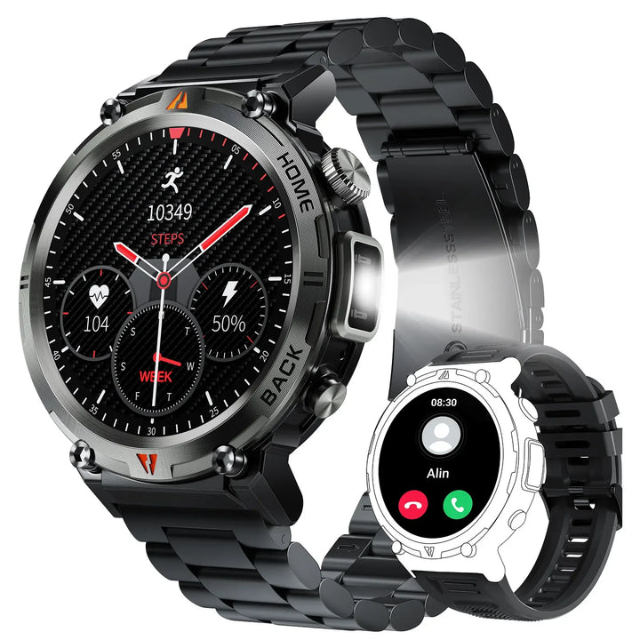 EIGIIS New Bluetooth Call Smart Watch Men Full Touch Screen Health Monitor Clock With Flashlight Men Smart