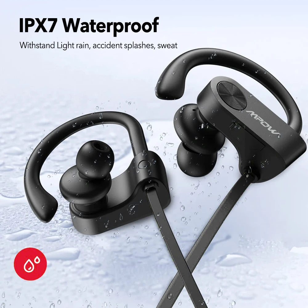 New Version Mpow Flame Sports Earphones IPX7 Waterproof Bluetooth V5.3 Earbuds 12 Hours Playtime & Noise Canceling Mic for iPhone