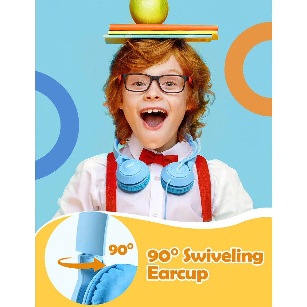 Mpow LH1 Kids Headphones with Microphone,Safe Volume Limiter 94dB,3.5mm Jack On-Ear Headset for Children Teens Girls Boys School