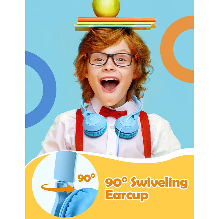 Mpow LH1 Kids Headphones with Microphone,Safe Volume Limiter 94dB,3.5mm Jack On-Ear Headset for Children Teens Girls Boys School