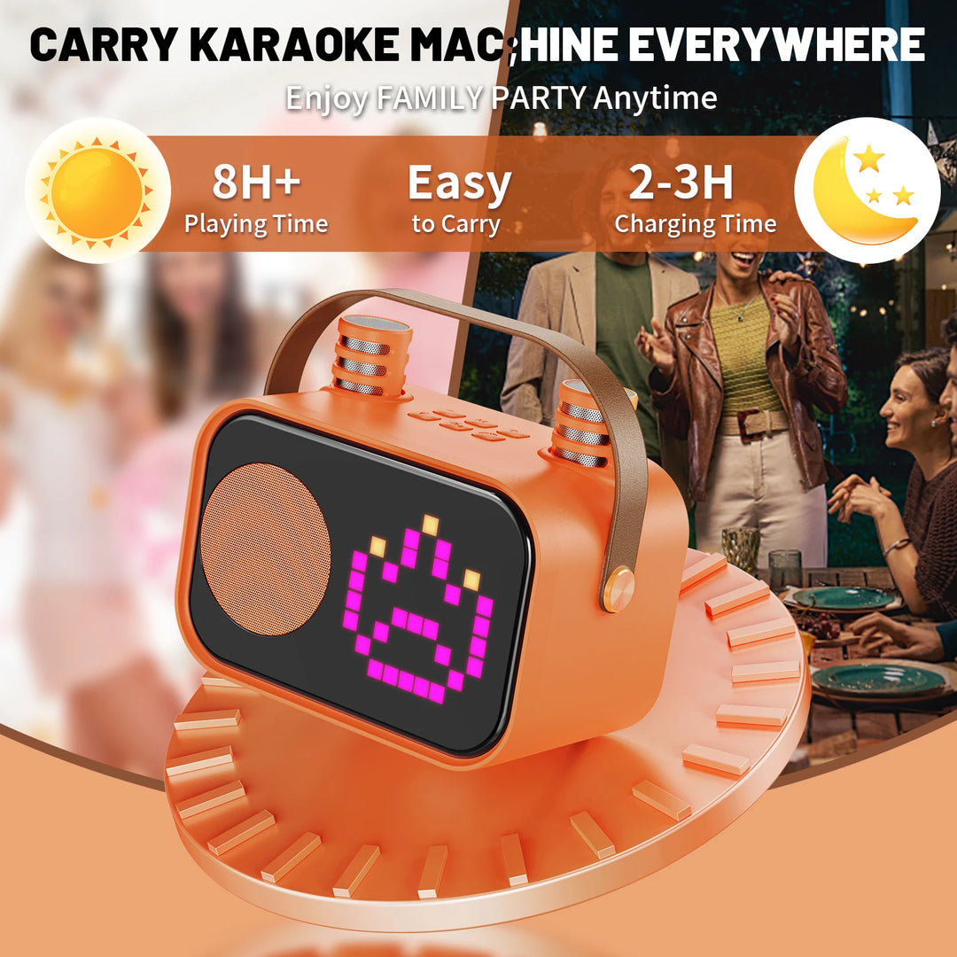 FanFun Bluetooth Speaker, Karaoke Machine for Kids, Portable Speaker with Microphone, 15 Animated Mode, 4 Funny Magic Voices