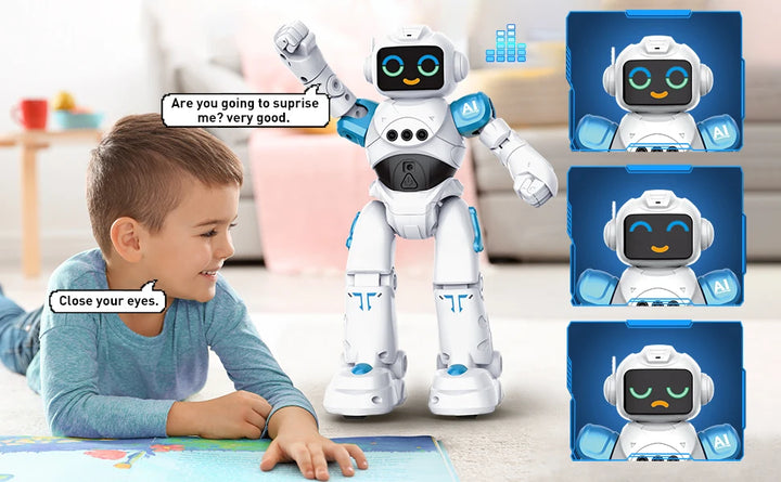 VATOS RC Robot Toy for Kids Smart Talking Voice Remote Control Robot Gesture Sensing Emo Robot Toy for Boys Girls Birthday Gift