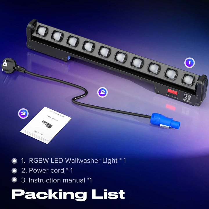 U'King 2Pcs 250W RGBW Wall Washer Light 10X25W LED Rotatable Dot Beam Moving Head Stage Lights For Party KTV Club Bar Wedding DJ