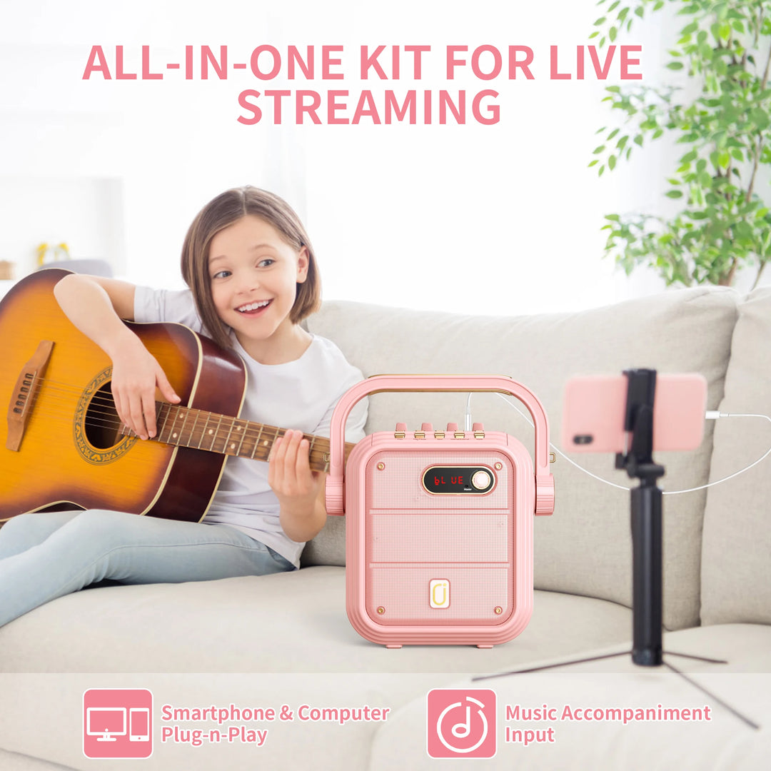 Portable Wireless Karaoke Machine-Adult Singing Speaker with 2 Wireless Microphones,TF Card/ USB Support with Remote Control
