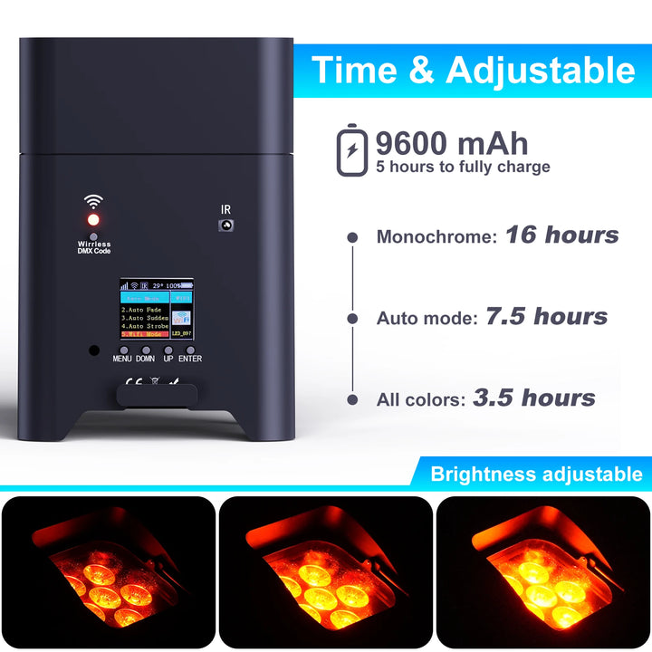 U'King 6Pcs 6X18W LED RGBWA+UV Rechargeable Battery Par Lights With Rechargeable Flightcase Set For DJ Disco Wedding Party Bar