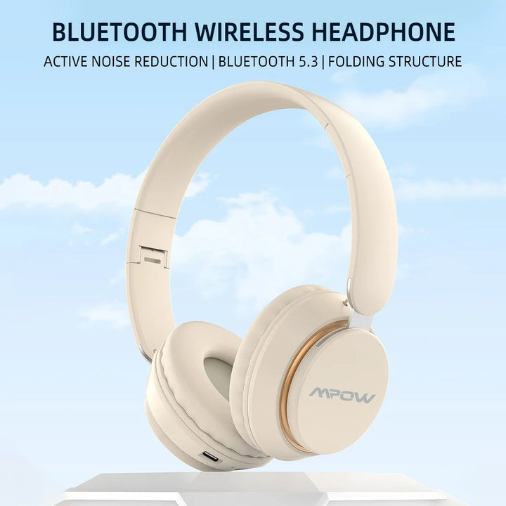 Mpow J2 ANC Wireless Bluetooth Headphones Upgraded Active Noise Reduction Over-Ear Headphones Long-lasting 24 Hours Playtime