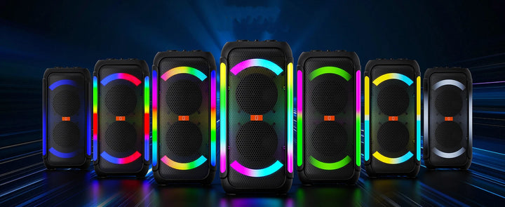 T30 Karaoke Bluetooth Speaker Music Rhythm Light 360 Degree Stereo Surround Wireless Subwoofer with 2 Wireless Bluetooth Mic