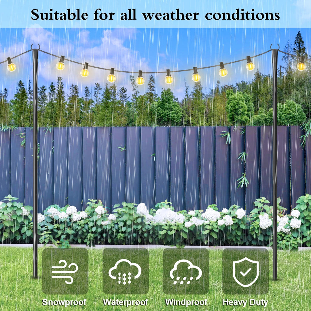 4 Pack 10ft String Light Pole for Deck, Metal String Light Pole for Outdoor Hanging,  (only string light pole)