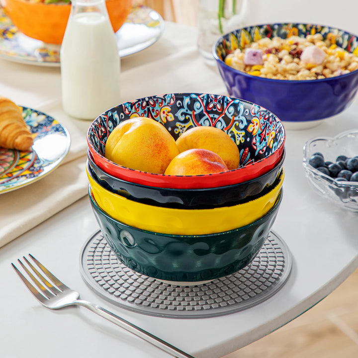 Vancasso 6/12 Piece Ceramic Soup Bowls 4.7 Inch Soup Bowls Colorful Bowls Dishwasher Oven Safe for Cereal/Soup/Oatmeal