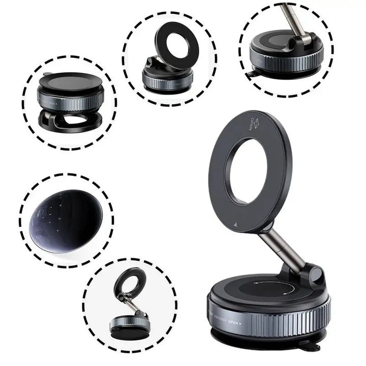 Car Mount Electric Vacuum Magnetic Holder 360degree Rotatable Foldable Strong Suction Stand For Smartphone Live Streaming