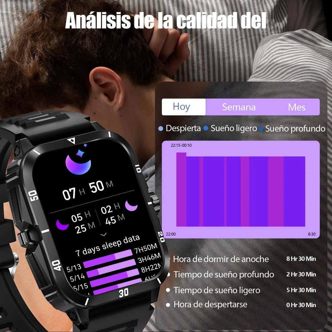 LaNikar Smart Watch 3ATM Waterproof 1.96" IPS Screen Military KT71 Men 100+ Sport Mode Heart Rate Blood Pressure Bluetooth Call