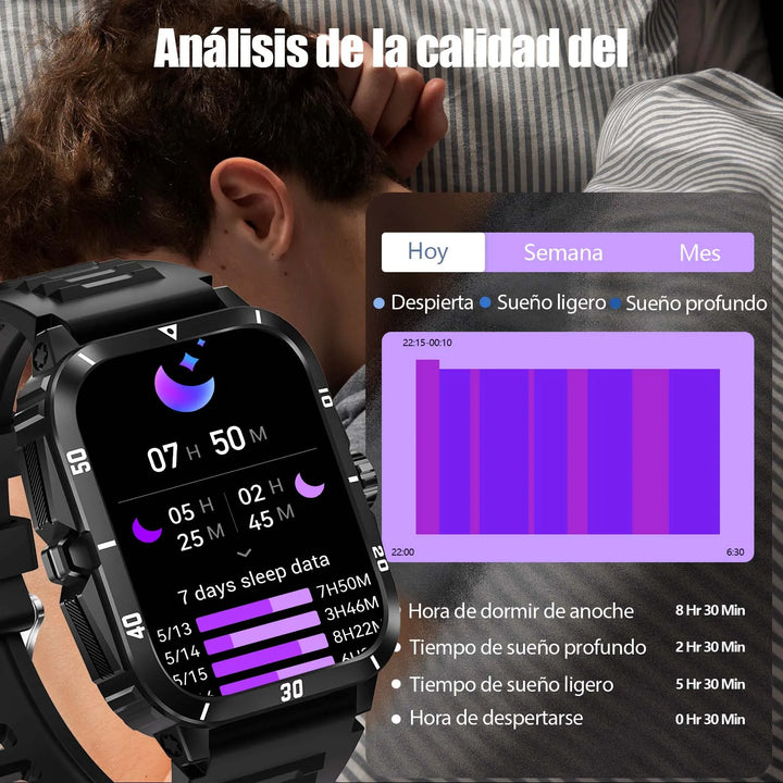 LaNikar Smart Watch 3ATM Waterproof 1.96" IPS Screen Military KT71 Men 100+ Sport Mode Heart Rate Blood Pressure Bluetooth Call