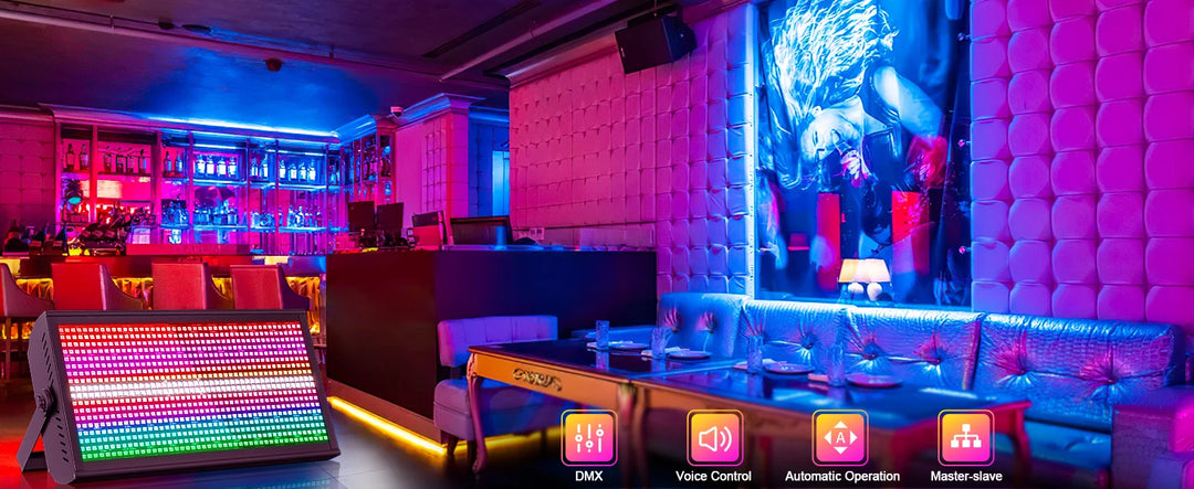 U'King 4Pcs 200W LED RGBW 48+8-Segment Strobe Lights DMX512 Wash Stage Light Uplight DJ Lights For Party Disco Wedding Bar KTV