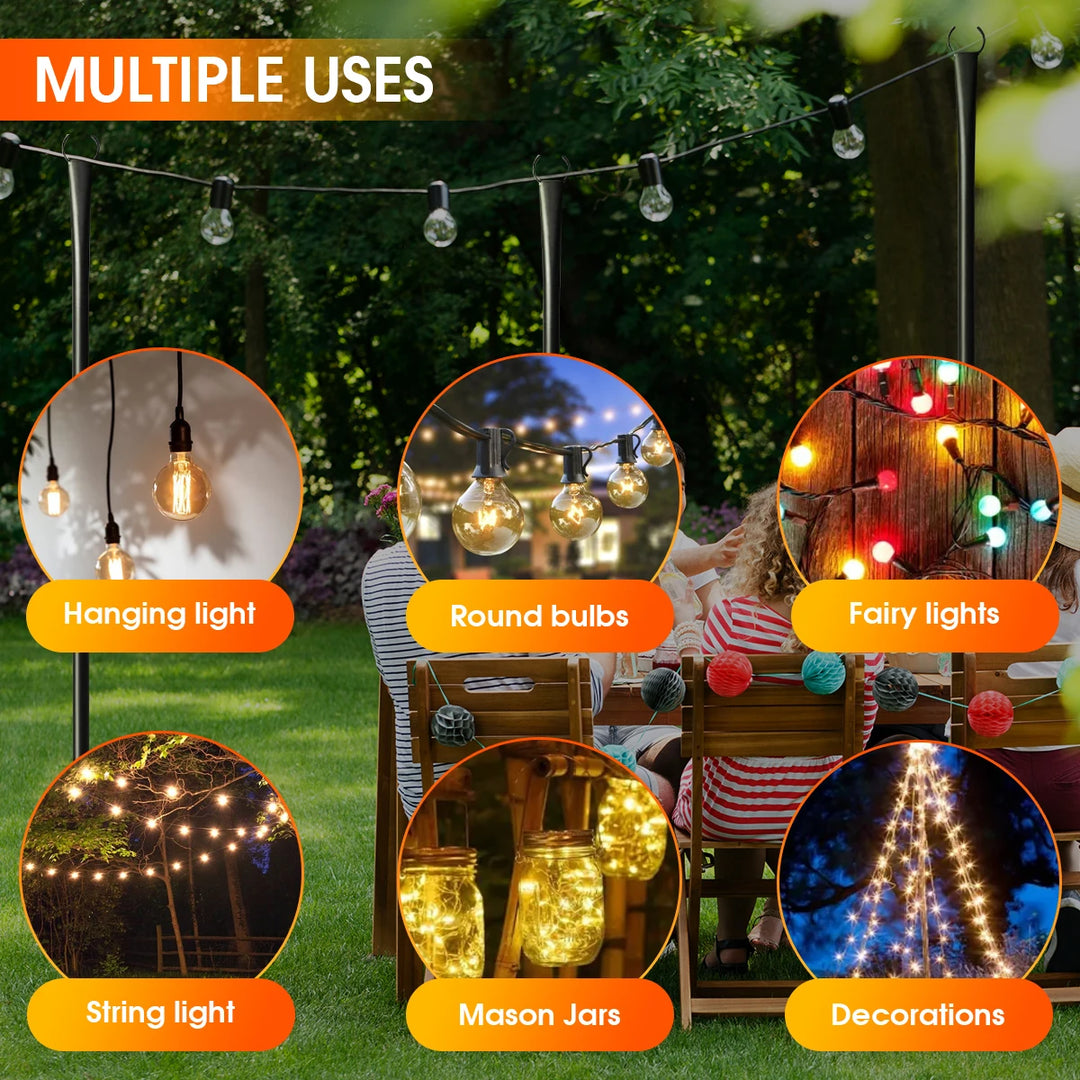 4 Pack 10ft String Light Pole for Deck, Metal String Light Pole for Outdoor Hanging,  (only string light pole)