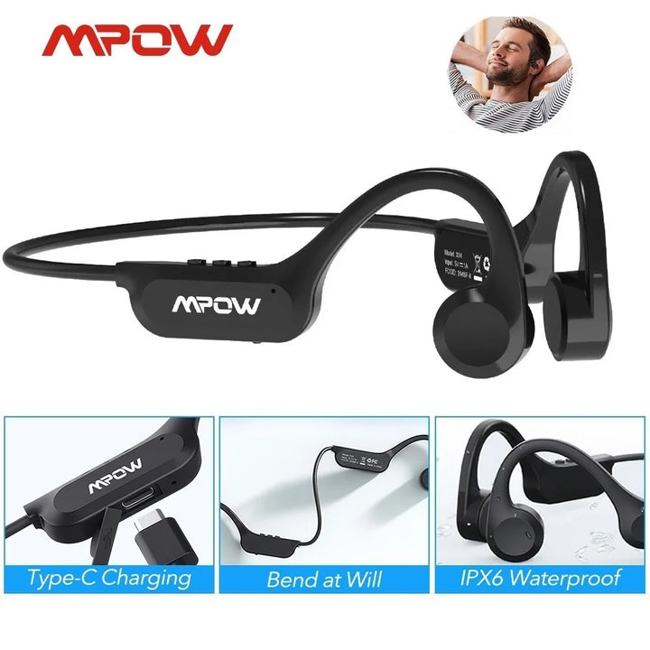 Mpow X14 Bone Sound Headphones Bluetooth 5.3 Open Ear Wireless Bone Conduction Headphones IPX6 Waterproof Sport Running Headset