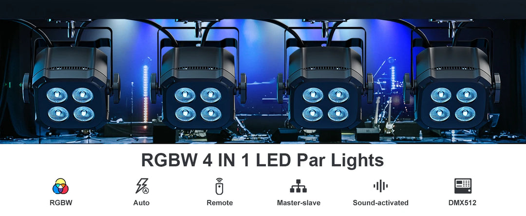 U'King 8Pcs/Set Square LED Par Lights 4X8W RGB LED Stage Light Remote&DMX Controlled DJ Light For Wedding Party Club Disco Event