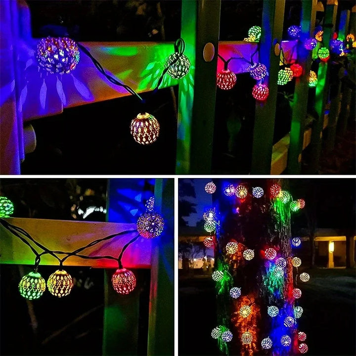 3.5M Solar String Lights Moroccan Ball RGB LEDs Perfect for Weddings Parties Birthdays Christmas Home Bedroom Garden Yard Decor