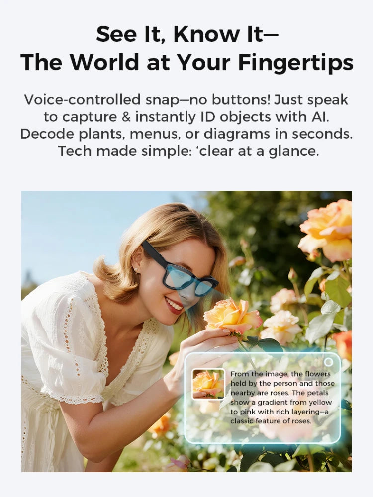 Ai Smart Glasses With 800w High-definition Camera, 4G Memory,Bluetooth Headphones,call,Music,Photo Shooting,Video Recording