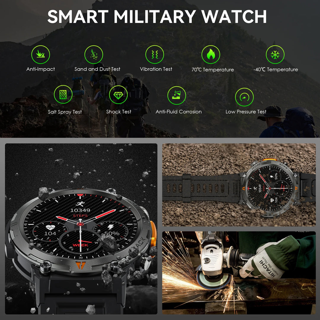 LaNikar KE3 Bluetooth Call Smart Watch Men Full Touch Screen Health Monitor Clock With Flashlight Men SmartWatch For ios Android