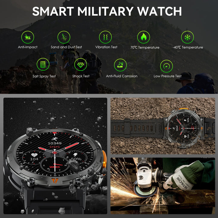 LaNikar KE3 Bluetooth Call Smart Watch Men Full Touch Screen Health Monitor Clock With Flashlight Men SmartWatch For ios Android