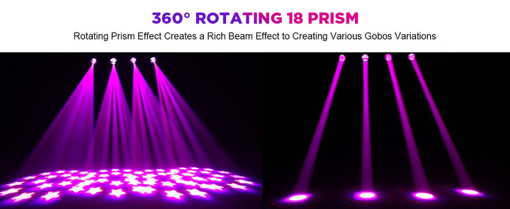 U’King 2Pcs 150W Beam Moving Head Lights With Airline Case 18Prism 8Gobo Stage Light&Flightcase Set For Wedding Party KTV Bar