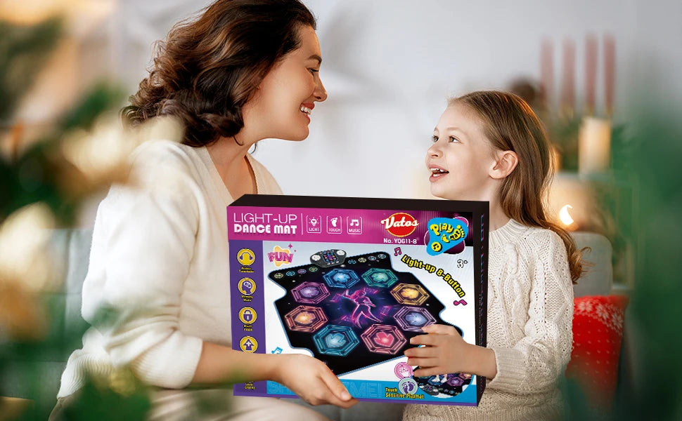 VATOS Dance Mat for Kids 27 Levels 8 LED Keys Bluetooth 5 Game Modes Built-in Music Ages 3+ Years