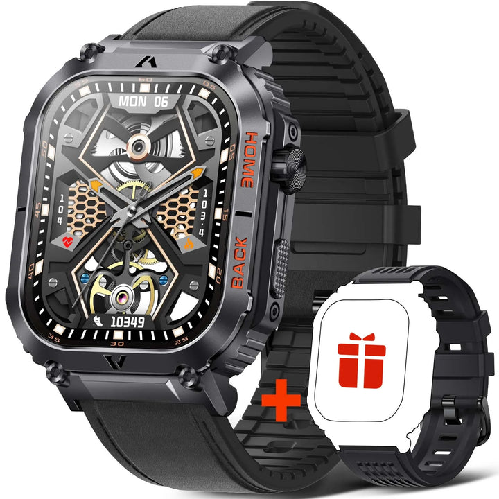 LaNikar Smart Watch 5ATM Waterproof Men Military Heart Rate Blood Pressure Blood Oxygen 2.02''TFT With Compass 100+ Sports Mode