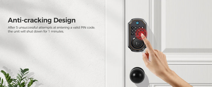 Arpha Smart Door Lock Bluetooth Door Lock 5-in-1 Keyless Entry Lock Fingerprint Electronic Deadbolt w/ Handle Set Home Security