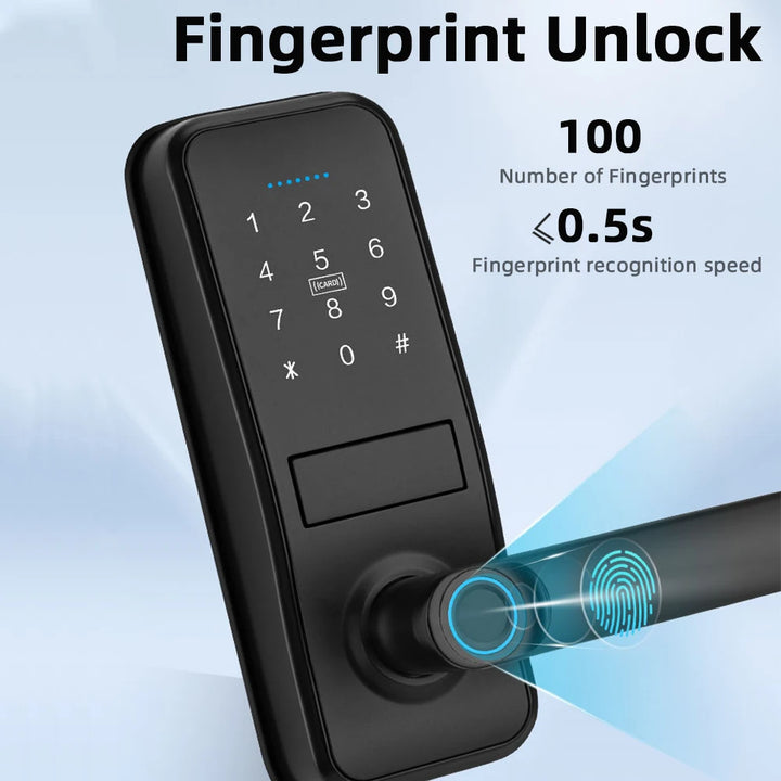 RAYKUBE Smart Biometric Fingerprint Door Lock Electronic Lock Tuya App Set Fingerprint/ Password/ Card Unlock Delivery From US