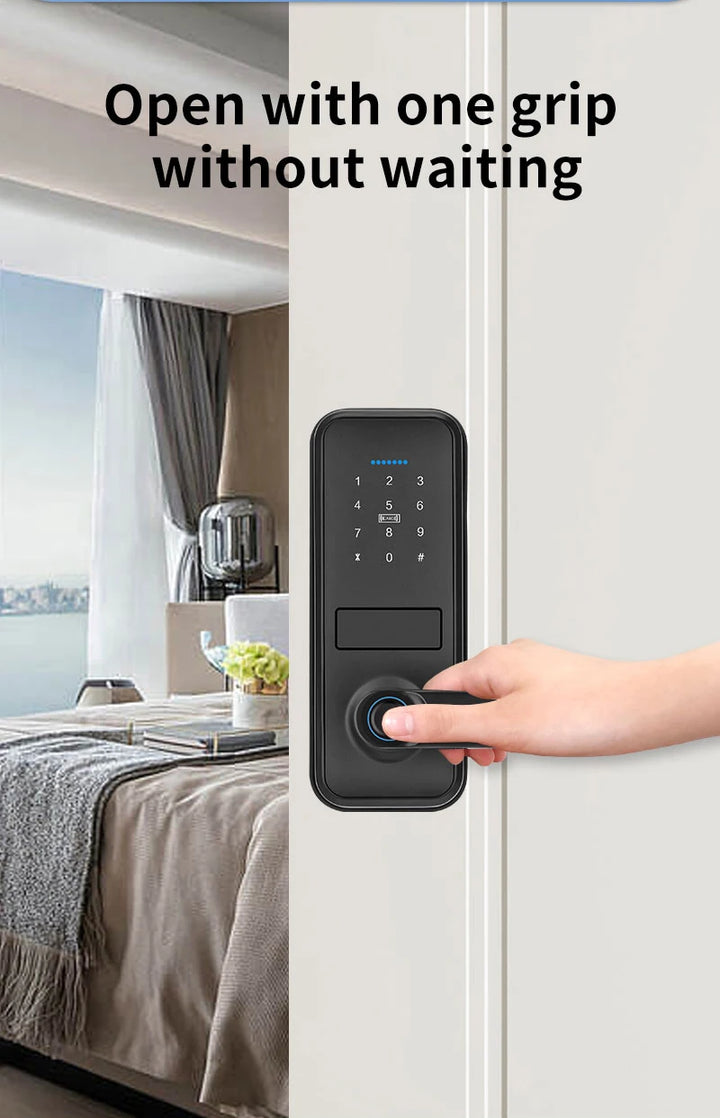 RAYKUBE Smart Biometric Fingerprint Door Lock Electronic Lock Tuya App Set Fingerprint/ Password/ Card Unlock Delivery From US