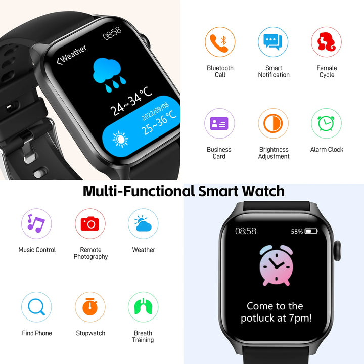EIGIIS Smart Watch for Women 1.85" HD Call Receive Touch Screen Smartwatch with Multiple Sports Modes