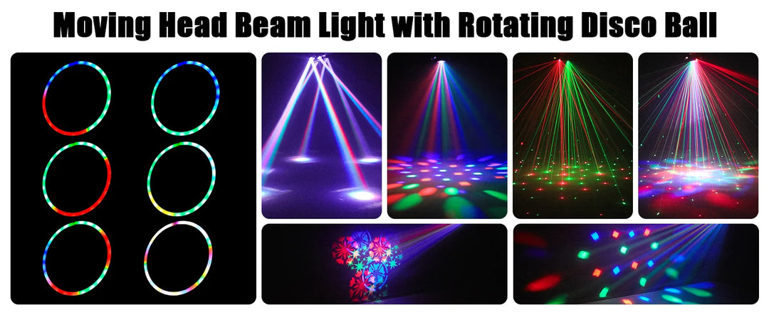 U'King 100W 6-Arm RGBW Beam Moving Head Light With Remote Control Rotating Strobe Stage Light DJ Light For Wedding Party Bar KTV